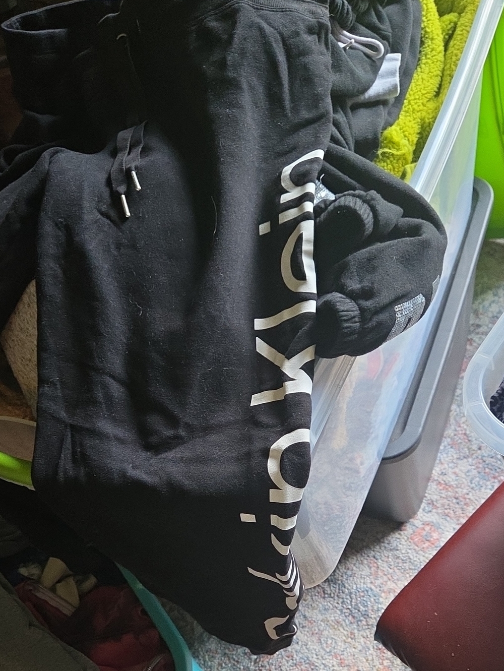 Calvin Klein Black Crewneck Sweater with White Vertical Logo